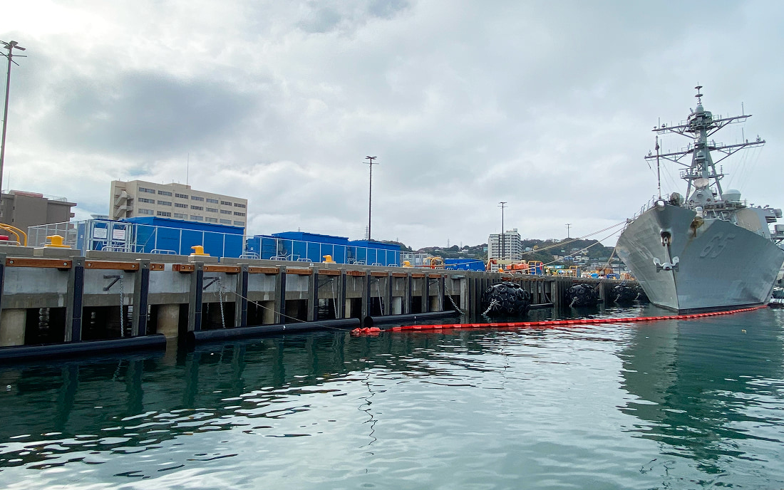 施工事例｜米海施設「米軍横須賀基地(神奈川県)　第5岸壁　鋼管杭 US Navy Yokosuka Base (Kanagawa) Pier 5」